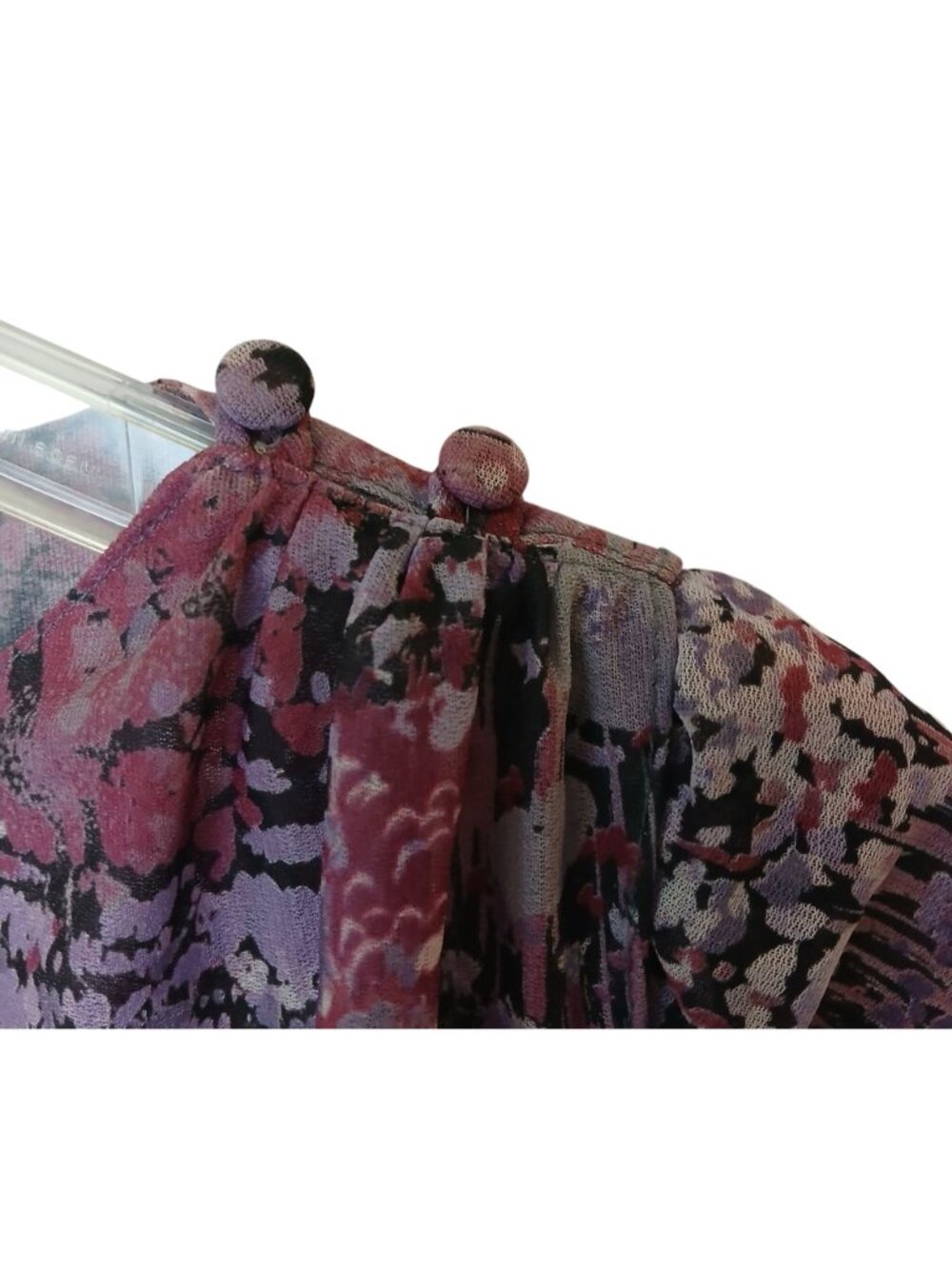 Lady Carol VTG 80's Purple Floral Sheer Dress Sz 16 Secretary USA Made #I-4 - Picture 6 of 11